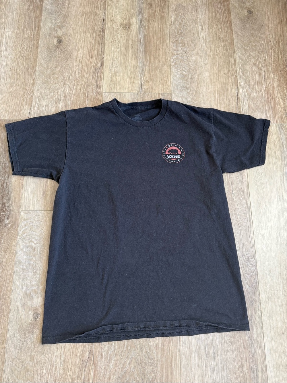 Vans Black Short Sleeve Tee with Small Red Logo